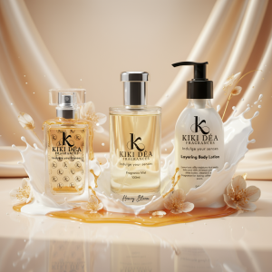 Kiki Déa Honey Bloom fragrance combo – Eau de Parfum, body mist and lotion with honey milk and golden floral fragrance