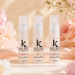 The Signature Collection Discovery Kit by Kiki Déa Fragrances featuring Monroe, Isla and Juliette 5ml parfum sprays.
