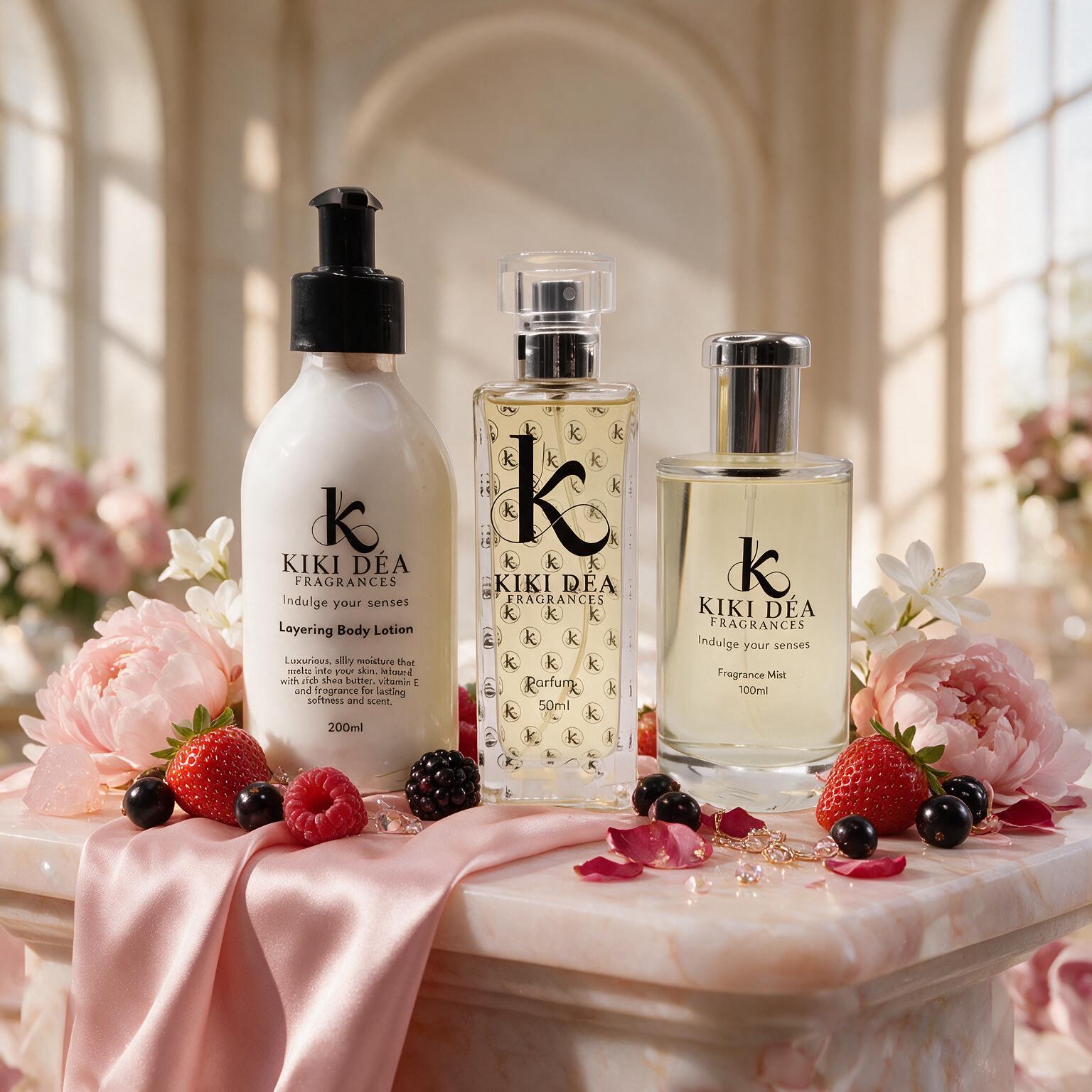 Monroe Signature Collection Combo | Kiki Déa Fragrances Monroe Signature Collection fragrance combo by Kiki Déa Fragrances featuring layering lotion, 50ml parfum and fragrance mist.